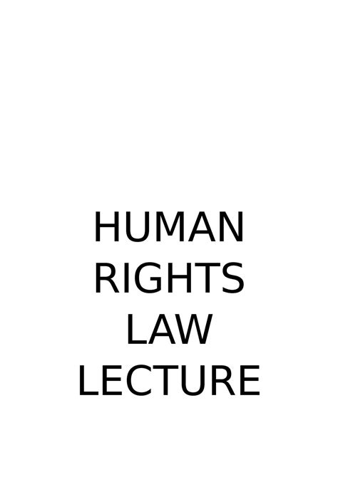Human Rights Law Lecture Slide Notes Semester 2 Human Rights Law
