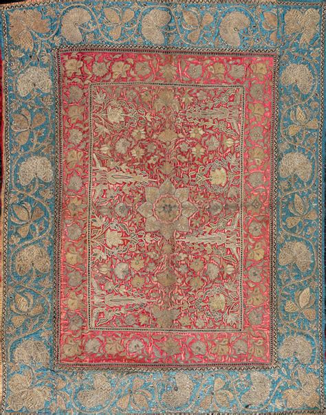 bonhams a qajar metal thread embroidered panel persia mid 19th century