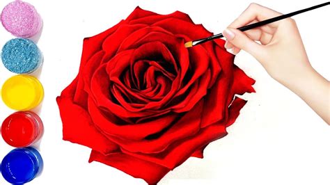 How To Draw Color A Rose Super Easy Realistic Red Rose Pencil