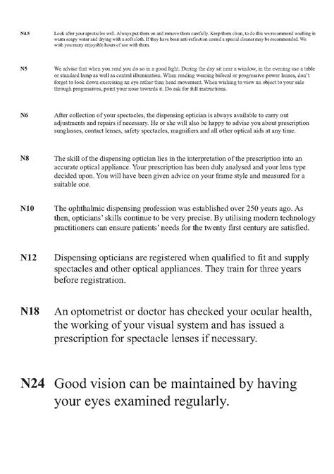 Printable Near Vision Test Chart
