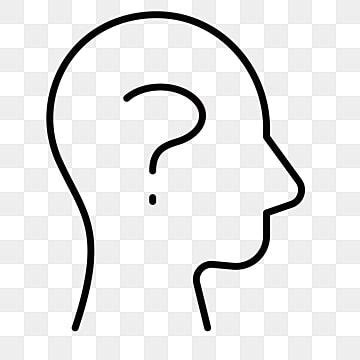 A Black And White Line Drawing Of A Man S Head With A Question Mark On It