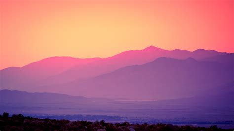 Pink Sky Wallpaper 4k Sunset Gradient Mountains Landscape Nature