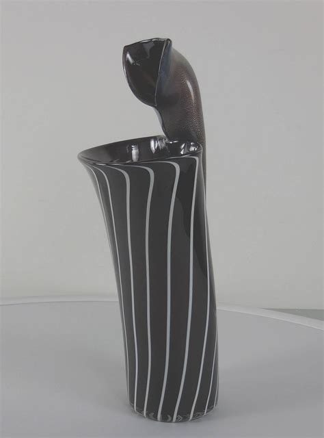 vintage richard price hand blown black art glass jack in the pulpit flower vase for sale at