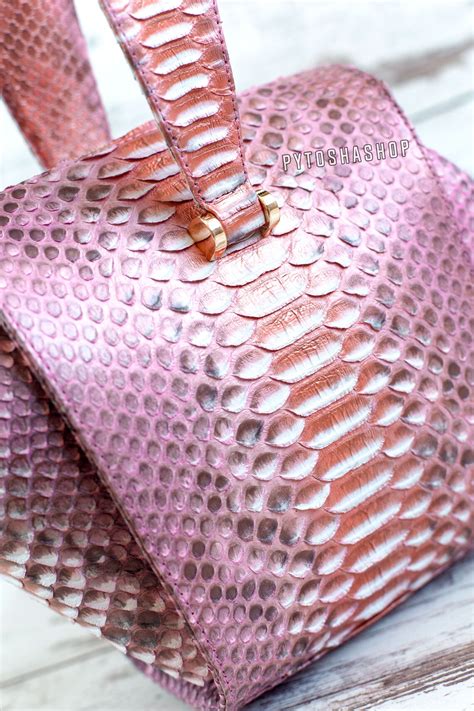 Pink Designer Snakeskin Bag For Women Metallic Top Handle Etsy