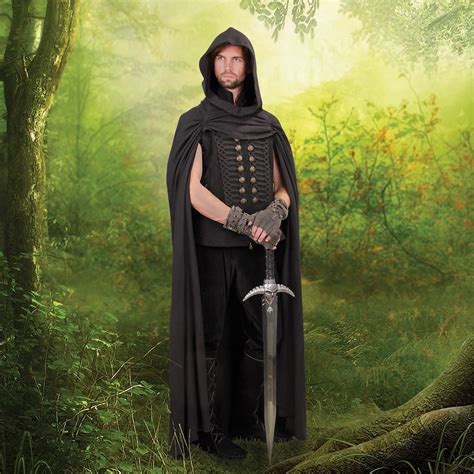 Mercenary Hooded Black Cloak