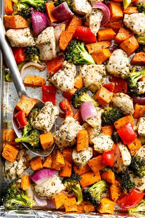 You can just grab it out of the fridge and dig in! Garlic Herb Chicken & Sweet Potato Sheet Pan Meal Prep ...