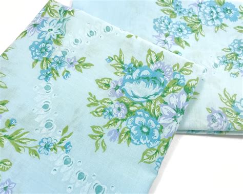 Vintage Pillow Cases Pair Of Blue Floral Pillowcases Circa Etsy