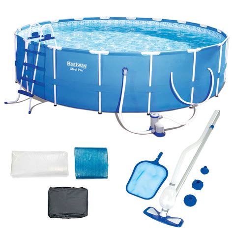 Bestway 18ft X 48in Steel Pro Round Frame Above Ground Pool Set With