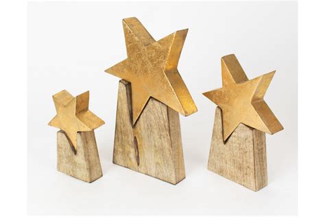 Holiday Set Of Three Wooden Star On Base Ashley Furniture Homestore