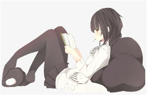 Anime Girl Reading A Book In Bed