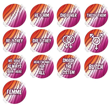 lesbian pride flag pin button tiger stripes pronouns etsy