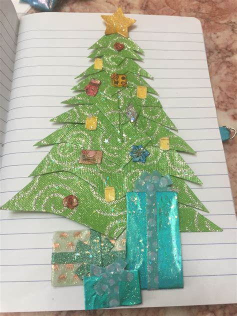 Paper Crafted Christmas Tree And Washi Tape Presents · A Piece Of