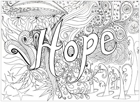 You'll enjoy decorating your months as the time passes by and enjoy the different seasons even more. Hope - Anti stress Adult Coloring Pages