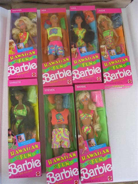 lot 1990 hawaiian fun barbie ken skipper kira jazzie steven christie nrfb dolls ebay vintage