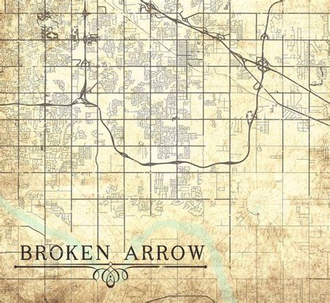 Broken Arrow Ok Canvas Print Oklahoma Vintage Map Town