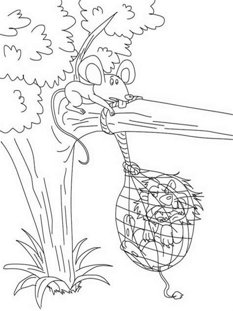 Kids Page Lion And The Mouse Story Coloring Pages 2