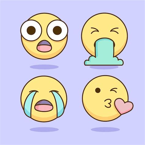 Premium Vector Vector Kawaii Emoji Sticker Collection