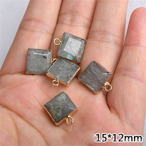 Square Gemstone Pendant Natural Gemstone Crystal For Etsy
