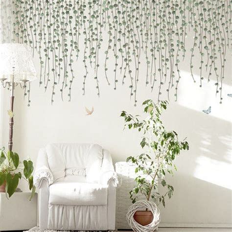 Hanging Dark Green Leaves Vine Wall Decal Natural Plants Wall Etsy In