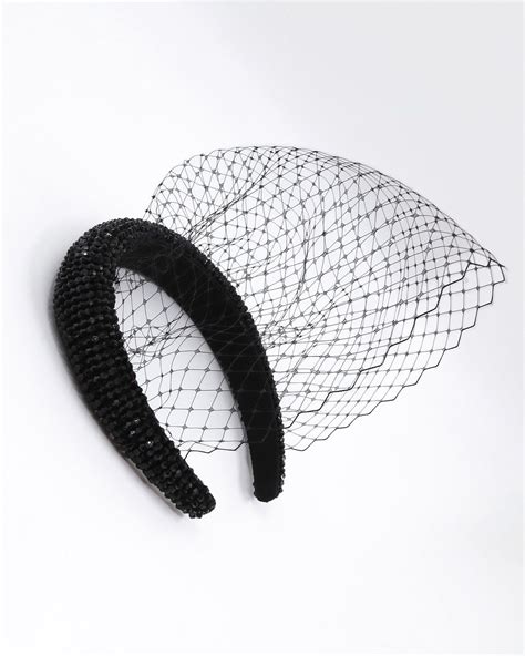 Spritz Black Padded Headband With Net By Australian Label Ford Millinery