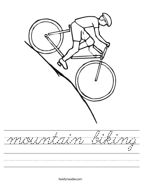 Mountain Biking Worksheet Cursive Twisty Noodle