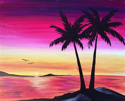 Tropical Sunset Love Birds By Katrina Reid Teamdaykin Paint Nite
