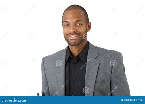 Happy Confident Black Businessman Stock Photo Image Of Goodlooking