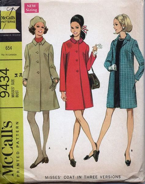 Mccalls 9434 Misses A Line Coat Sewing Pattern 1968 Etsy Coat