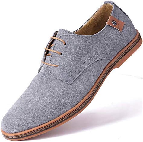 Marino Suede Oxford Dress Shoes For Men Business Casual Shoes Light Gray 12 D M Us