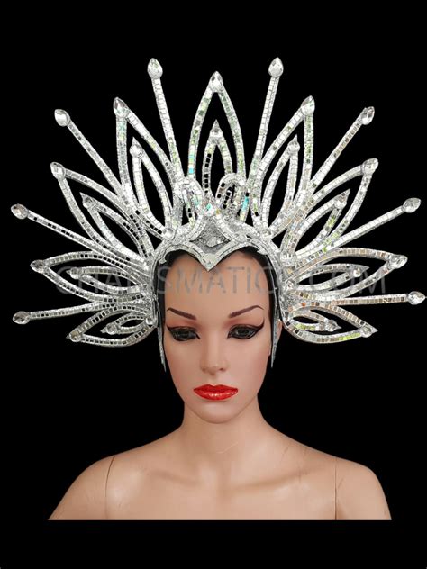 Silver Sequinned Crystallized Show Girl Diva Headdress