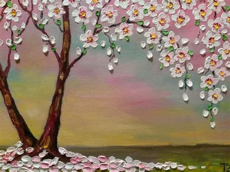 Cherry Blossom Tree Painting Free Shipping Original Oil Etsy