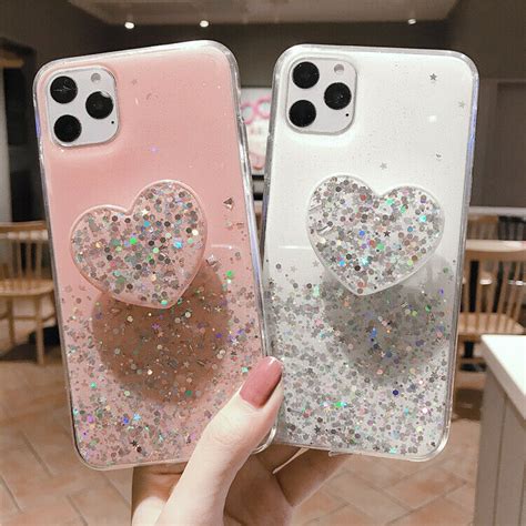 for iphone 11 11 pro max 8 7 6 6s case holder bling glitter clear girly cover cases covers