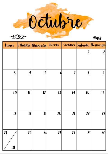 Octubre 2022 Calendario Para Escribir Plantilla De Calendario Para