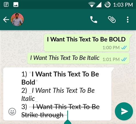 You can now type your replies in bold, italic or even strikethrough your replies to friends. How to send BOLD,ITALIC,STRIKE texts through WhatsApp ...
