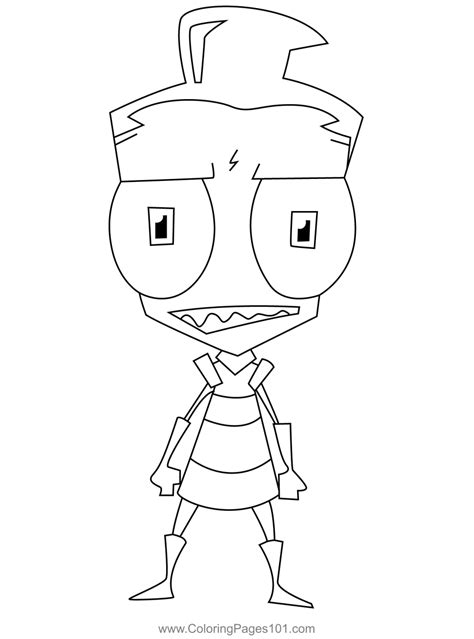 Invader Zim And Gir Coloring Page For Kids Free Invader Zim Printable