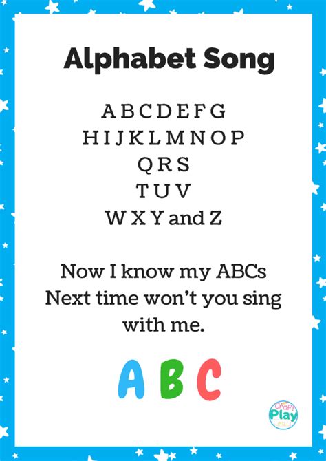 Abc Alphabet Song Printable And Activity Ideas Craft Play Learn