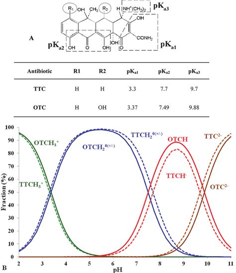 Structure A And PH Dependent Surface Speciation B Of Tetracycline