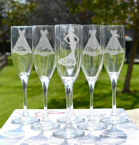 Bridesmaid T Personalized Silhouette Toasting Glass Custom Champagne Flute Wedding Glasses