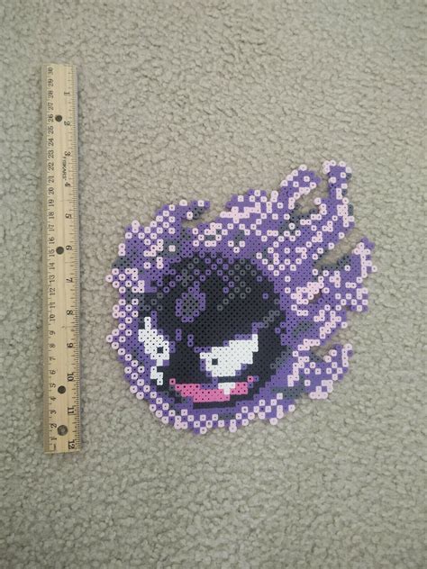 Pokemon Gastly Perler Handmade Crafted Pixel Sprite Bead Art Sun Moon