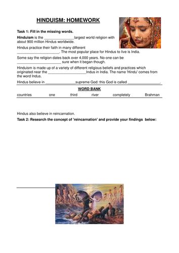 Basic Information Worksheet On Hinduism Teaching Resources