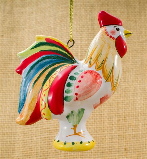 Russian majolica Christmas tree ornament rooster . Red rooster figurine. Funny rooster figurine ...