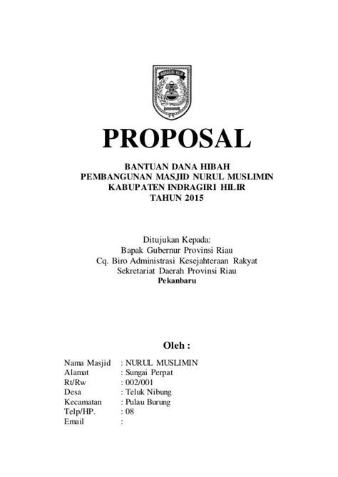 Contoh Proposal Pengajuan Dana Pembangunan Masjid Pulp