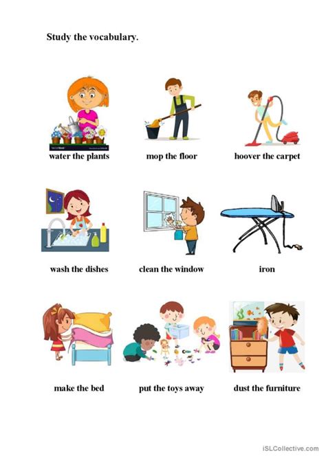 Household Chores Cleaning Day Voca English ESL Worksheets Pdf Doc