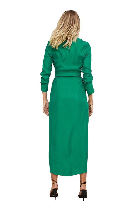 Suboo Grace Low Front Wrap Midi Dress Green All The Dresses