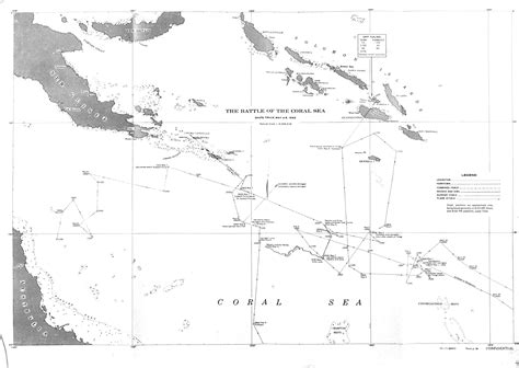 Map Track Of The Battle Of The Coral Sea 8 May 1942 Prepared For