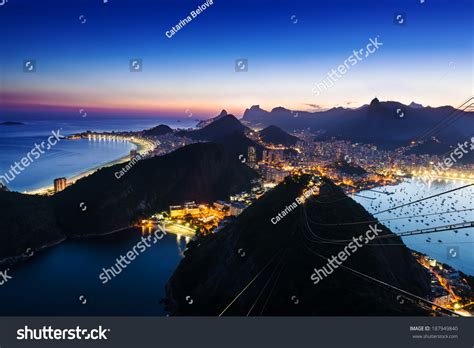 Night View Botafogo Copacabana Beach Rio Stock Photo 187949840