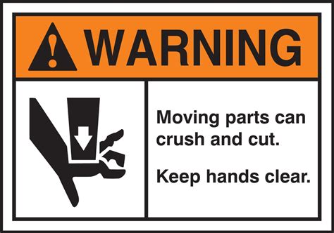 Ansi Warning Safety Label Moving Parts Can Crush And Cut Keep Hands