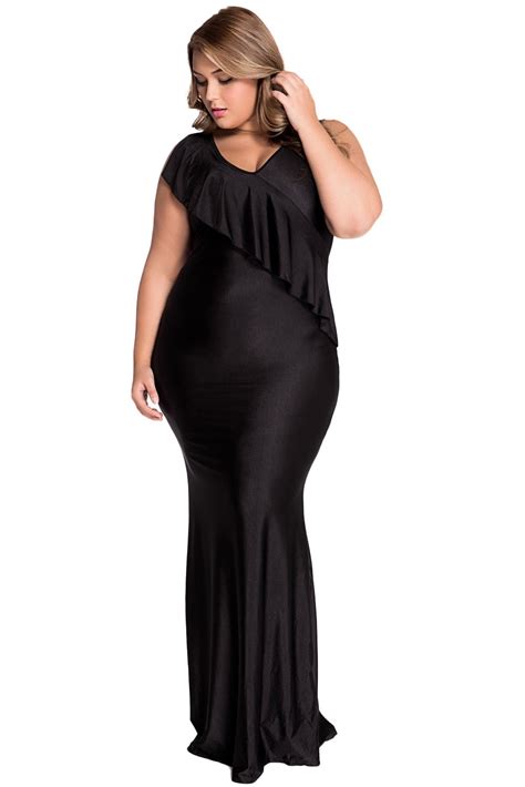 Lalagen Women S Ruched V Neck Plus Size Bodycon Long Evening Party Maxi