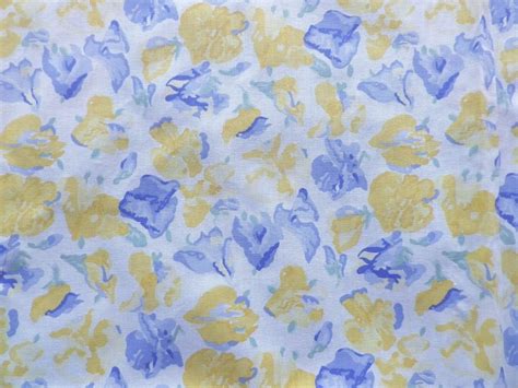 Vintage 1980s Laura Ashley Cotton Fabric Yellow Blue Confetti By