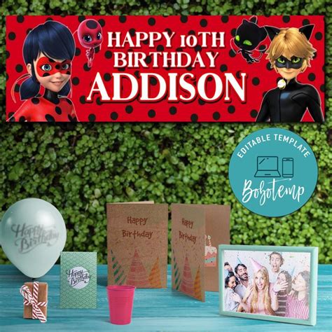 Miraculous Ladybug Birthday Banner Printable Instant Download